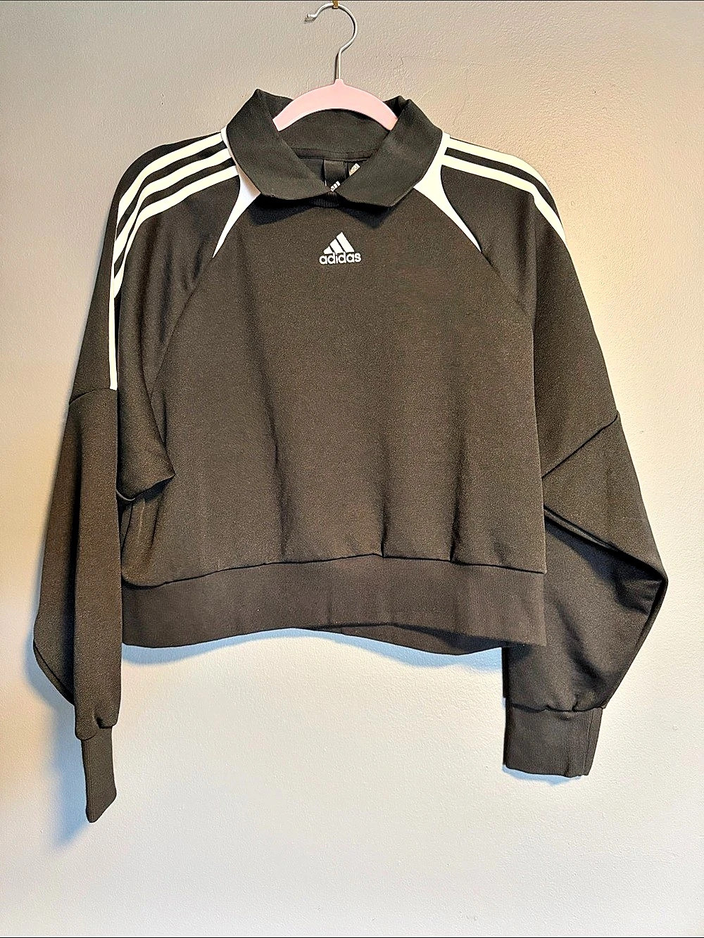adidas Adicolor Crop Polo Long Sleeve Black & White